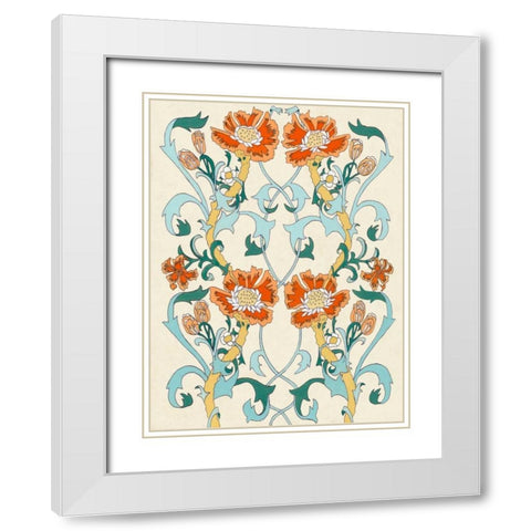 Nouveau Floral Pattern I White Modern Wood Framed Art Print with Double Matting by McCavitt, Naomi