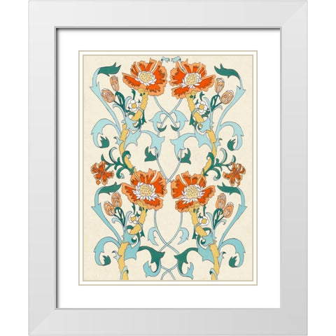 Nouveau Floral Pattern I White Modern Wood Framed Art Print with Double Matting by McCavitt, Naomi