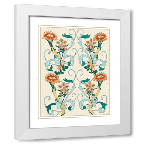 Nouveau Floral Pattern II White Modern Wood Framed Art Print with Double Matting by McCavitt, Naomi
