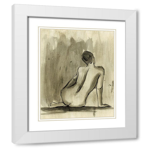 Sumi-e Figure II White Modern Wood Framed Art Print with Double Matting by Harper, Ethan