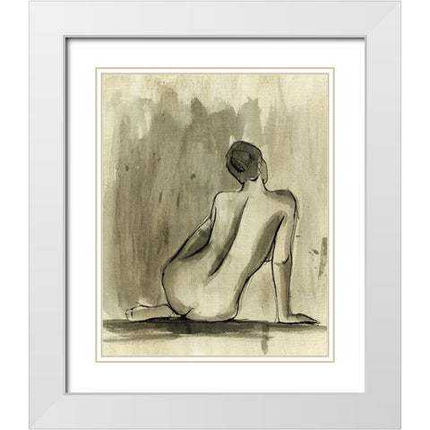 Sumi-e Figure II White Modern Wood Framed Art Print with Double Matting by Harper, Ethan