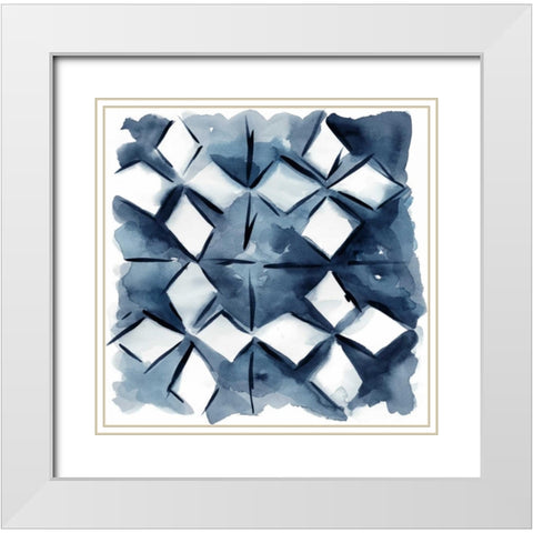 Indigo Study IV White Modern Wood Framed Art Print with Double Matting by Zarris, Chariklia
