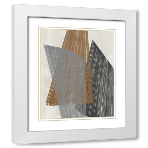 Triangle Stripes I White Modern Wood Framed Art Print with Double Matting by Goldberger, Jennifer