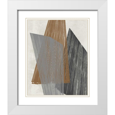 Triangle Stripes I White Modern Wood Framed Art Print with Double Matting by Goldberger, Jennifer
