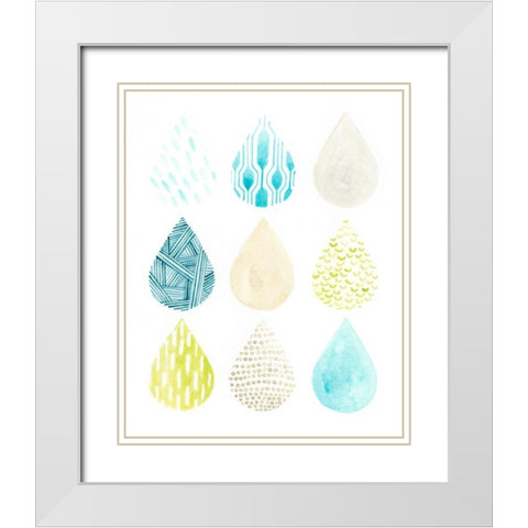 Pattern Drops I White Modern Wood Framed Art Print with Double Matting by Vess, June Erica