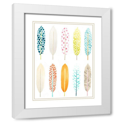 Feather Patterns II White Modern Wood Framed Art Print with Double Matting by Vess, June Erica