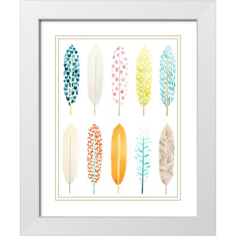 Feather Patterns II White Modern Wood Framed Art Print with Double Matting by Vess, June Erica