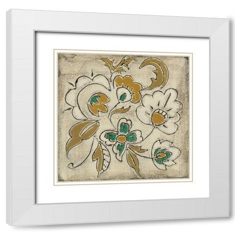Earthenware Floral III White Modern Wood Framed Art Print with Double Matting by Zarris, Chariklia