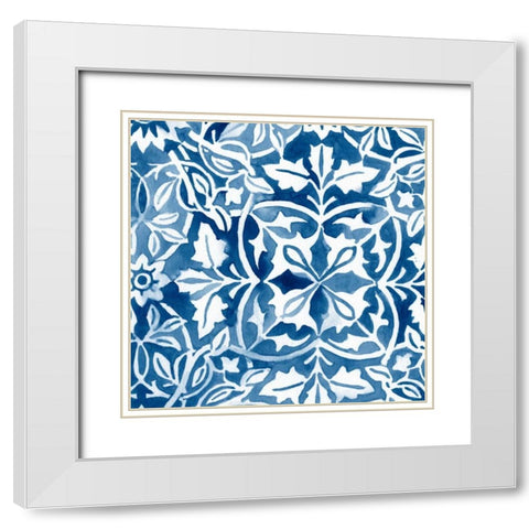 Watercolor Indigo I White Modern Wood Framed Art Print with Double Matting by Vess, June Erica