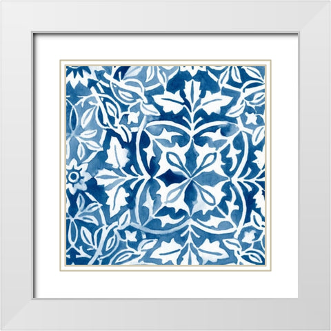 Watercolor Indigo I White Modern Wood Framed Art Print with Double Matting by Vess, June Erica