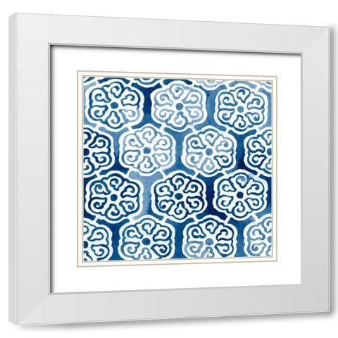 Watercolor Indigo III White Modern Wood Framed Art Print with Double Matting by Vess, June Erica