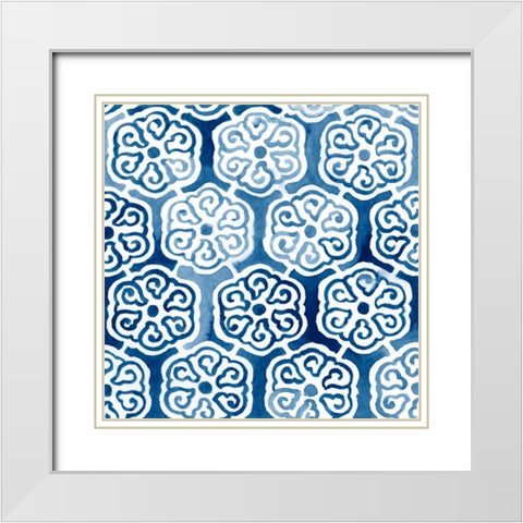 Watercolor Indigo III White Modern Wood Framed Art Print with Double Matting by Vess, June Erica