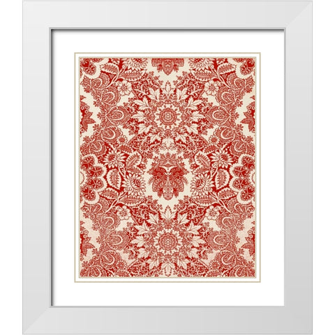 Baroque Tapestry in Red I White Modern Wood Framed Art Print with Double Matting by Vision Studio