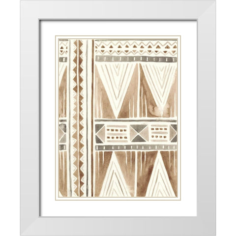 Tribal Impressions I White Modern Wood Framed Art Print with Double Matting by Vess, June Erica