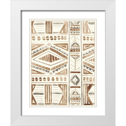 Tribal Impressions II White Modern Wood Framed Art Print with Double Matting by Vess, June Erica