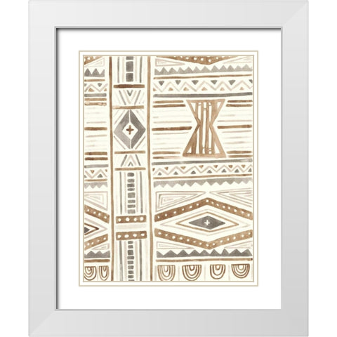 Tribal Impressions III White Modern Wood Framed Art Print with Double Matting by Vess, June Erica