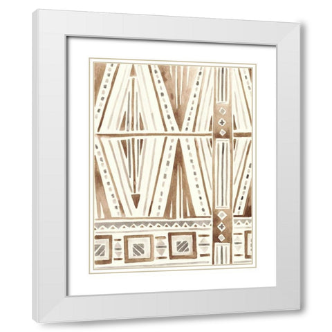 Tribal Impressions IV White Modern Wood Framed Art Print with Double Matting by Vess, June Erica