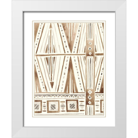 Tribal Impressions IV White Modern Wood Framed Art Print with Double Matting by Vess, June Erica