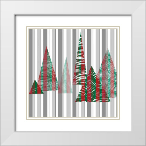 Oh Christmas Tree I White Modern Wood Framed Art Print with Double Matting by Gordon, Sharon