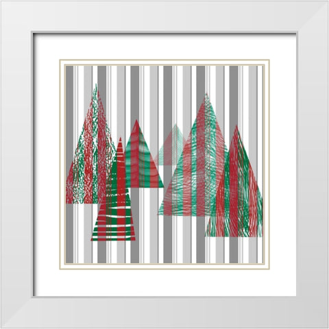 Oh Christmas Tree II White Modern Wood Framed Art Print with Double Matting by Gordon, Sharon