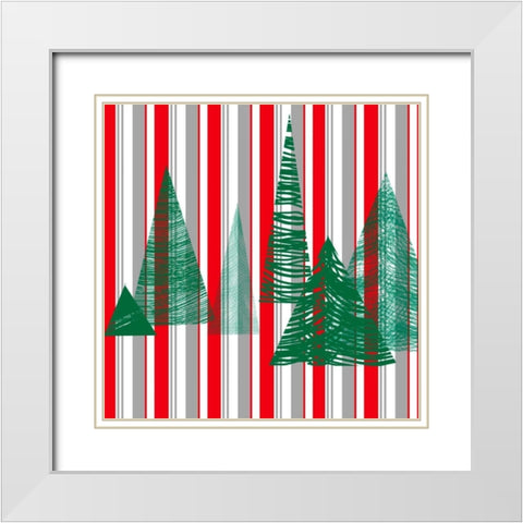 Oh Christmas Tree III White Modern Wood Framed Art Print with Double Matting by Gordon, Sharon