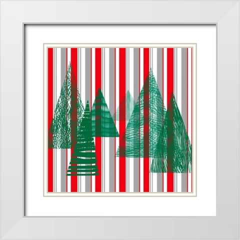 Oh Christmas Tree IV White Modern Wood Framed Art Print with Double Matting by Gordon, Sharon