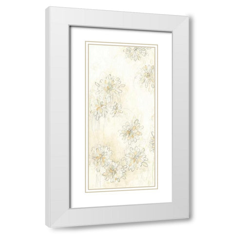 Dahlia Cascade I White Modern Wood Framed Art Print with Double Matting by Vess, June Erica