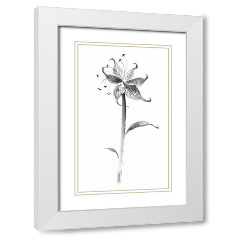 Ink Tiger Lily White Modern Wood Framed Art Print with Double Matting by Rae, Nan