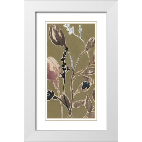 Mauve on Olive I White Modern Wood Framed Art Print with Double Matting by Goldberger, Jennifer