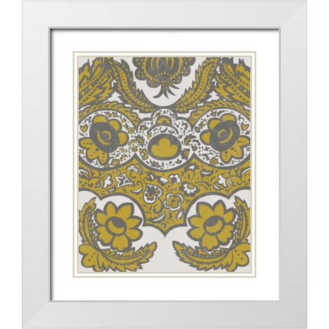 Graphic Damask V White Modern Wood Framed Art Print with Double Matting by Zarris, Chariklia