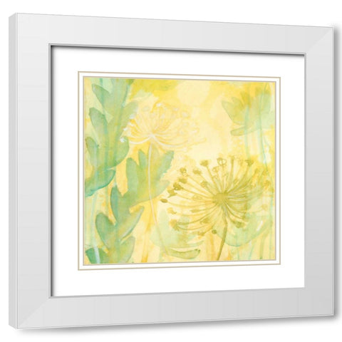 Florid Garden I White Modern Wood Framed Art Print with Double Matting by Stramel, Renee W.