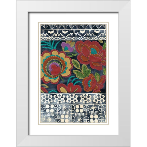 Batik Embroidery I White Modern Wood Framed Art Print with Double Matting by Zarris, Chariklia