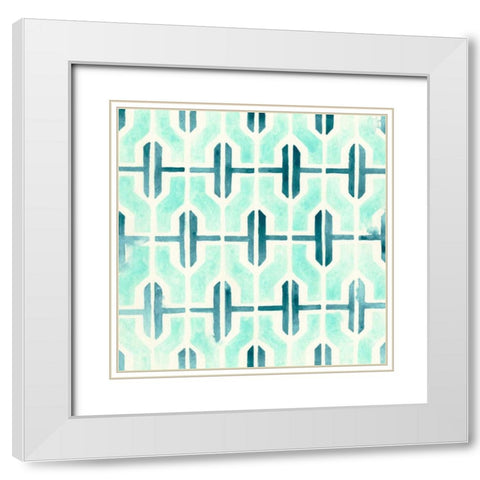 Ocean Tile I White Modern Wood Framed Art Print with Double Matting by Vess, June Erica