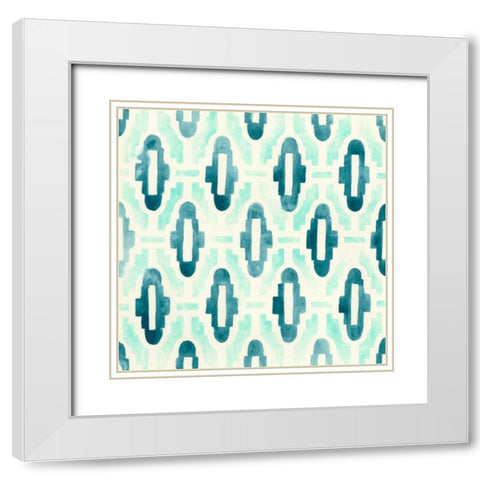Ocean Tile III White Modern Wood Framed Art Print with Double Matting by Vess, June Erica