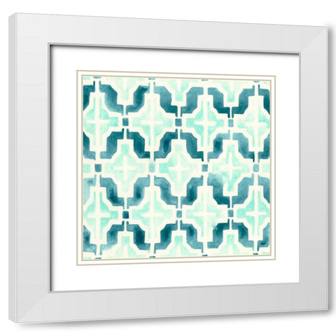 Ocean Tile IV White Modern Wood Framed Art Print with Double Matting by Vess, June Erica