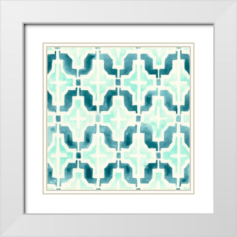 Ocean Tile IV White Modern Wood Framed Art Print with Double Matting by Vess, June Erica