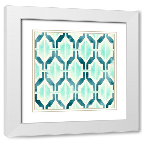 Ocean Tile VI White Modern Wood Framed Art Print with Double Matting by Vess, June Erica