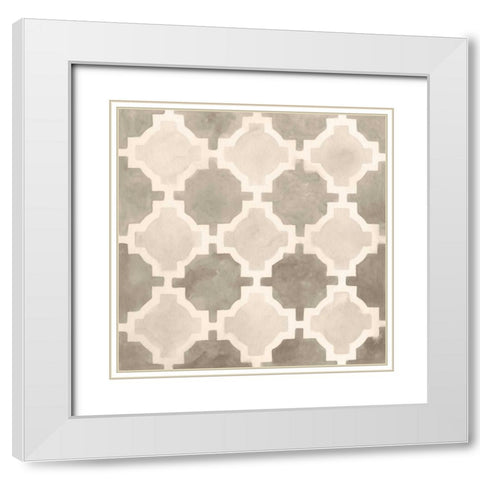 Neutral Watercolor Tile I White Modern Wood Framed Art Print with Double Matting by Vess, June Erica