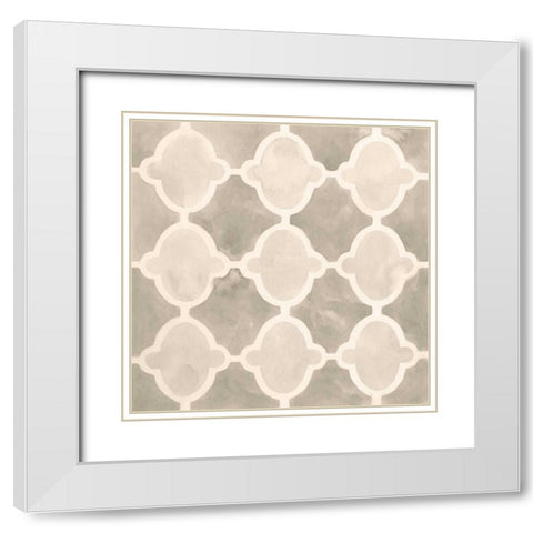 Neutral Watercolor Tile II White Modern Wood Framed Art Print with Double Matting by Vess, June Erica