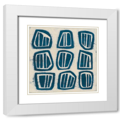 Indigo Signals III White Modern Wood Framed Art Print with Double Matting by Vess, June Erica
