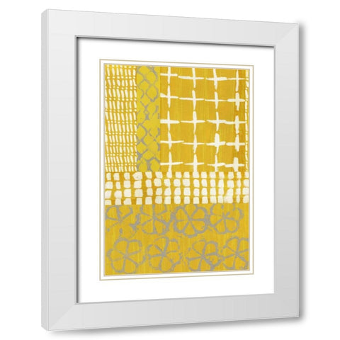 Golden Blockprint I White Modern Wood Framed Art Print with Double Matting by Zarris, Chariklia