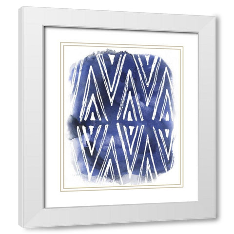 Indigo Batik Vignette II White Modern Wood Framed Art Print with Double Matting by Vess, June Erica