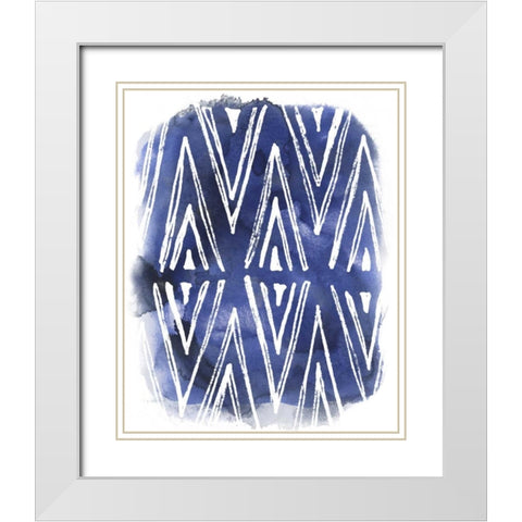 Indigo Batik Vignette II White Modern Wood Framed Art Print with Double Matting by Vess, June Erica