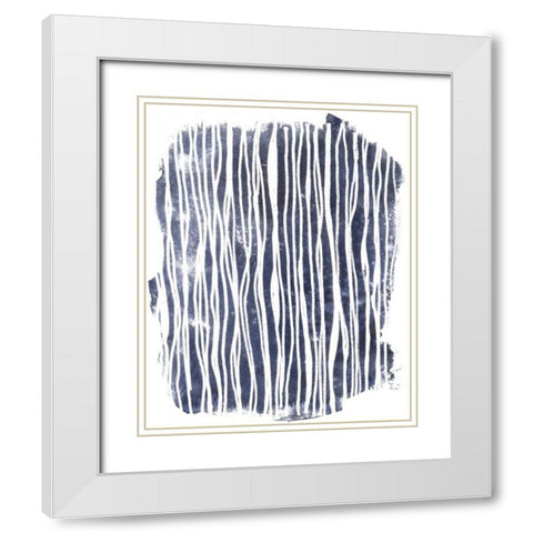 Indigo Batik Vignette III White Modern Wood Framed Art Print with Double Matting by Vess, June Erica