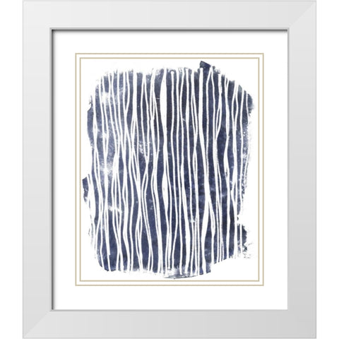 Indigo Batik Vignette III White Modern Wood Framed Art Print with Double Matting by Vess, June Erica