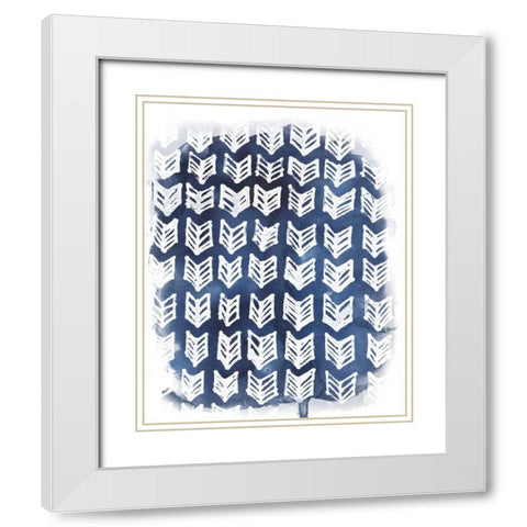 Indigo Batik Vignette IV White Modern Wood Framed Art Print with Double Matting by Vess, June Erica