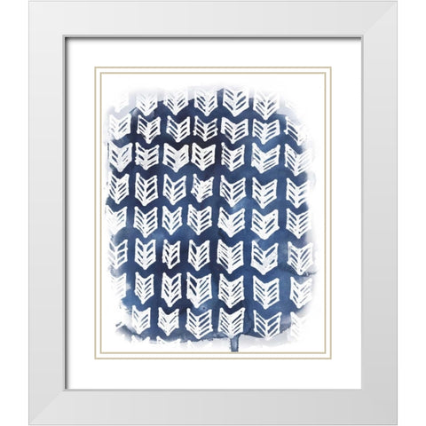 Indigo Batik Vignette IV White Modern Wood Framed Art Print with Double Matting by Vess, June Erica