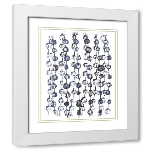 Indigo Batik Vignette V White Modern Wood Framed Art Print with Double Matting by Vess, June Erica
