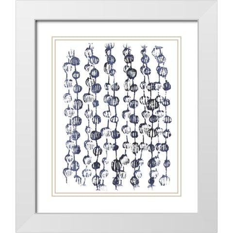 Indigo Batik Vignette V White Modern Wood Framed Art Print with Double Matting by Vess, June Erica