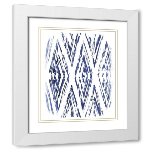 Indigo Batik Vignette VI White Modern Wood Framed Art Print with Double Matting by Vess, June Erica